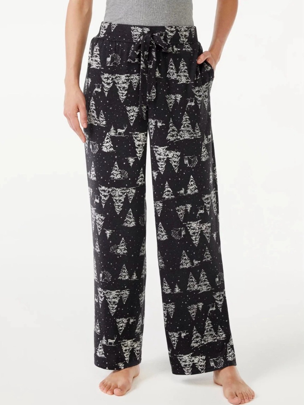 Joyspun Black & White Tree Print Knit Lounge Pants #1684